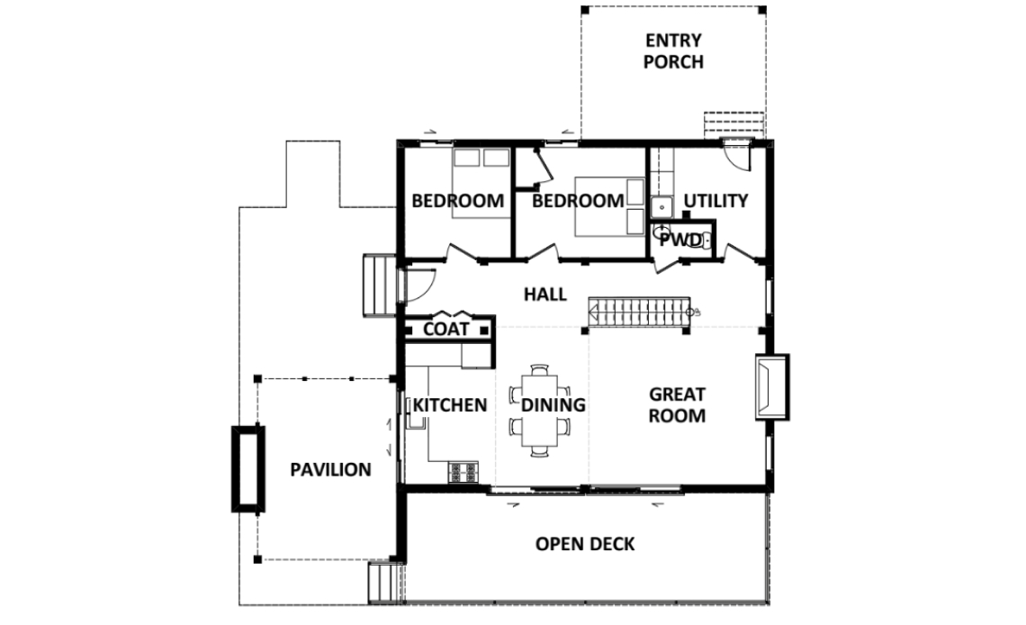 The Steel Wood Cottage Main Floor Plan